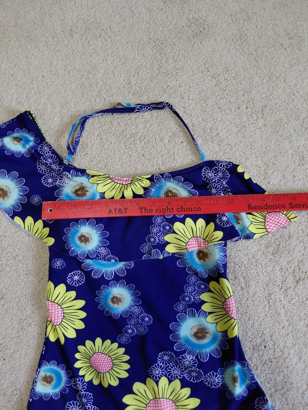 Girls Navy Floral One-Shoulder Swimsuit - Kids Swim
